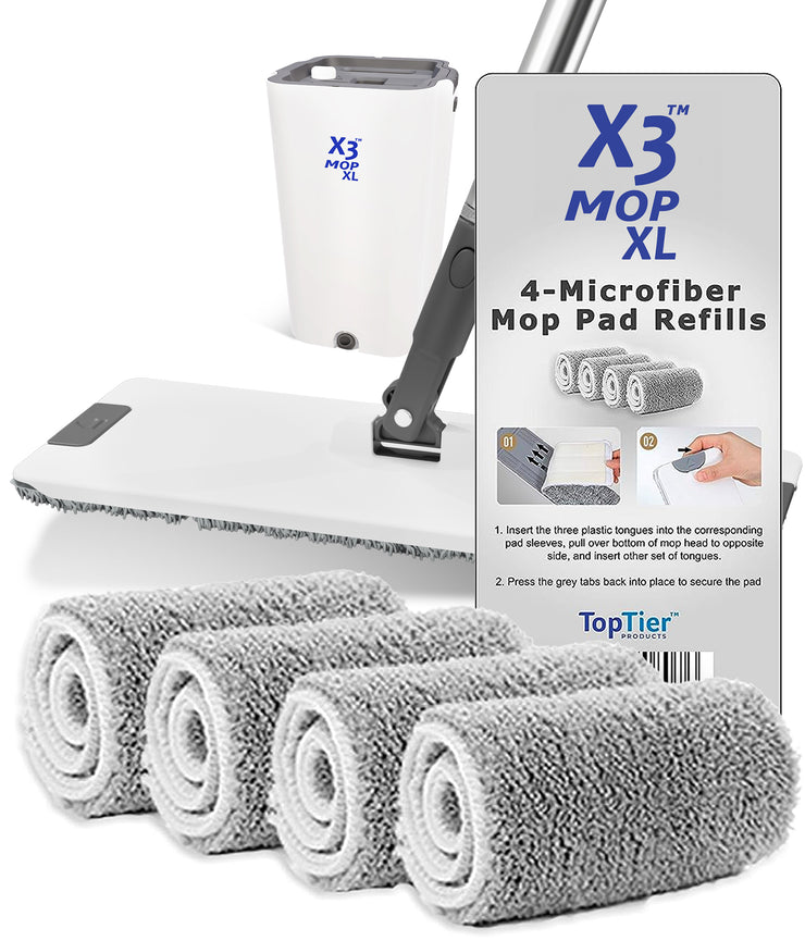 X3 Mop XL Replacement Microfiber Cleaning Pads, 4 Pack